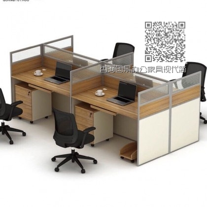 香河国景办公家具现代简约屏风直桌工作位，员工桌