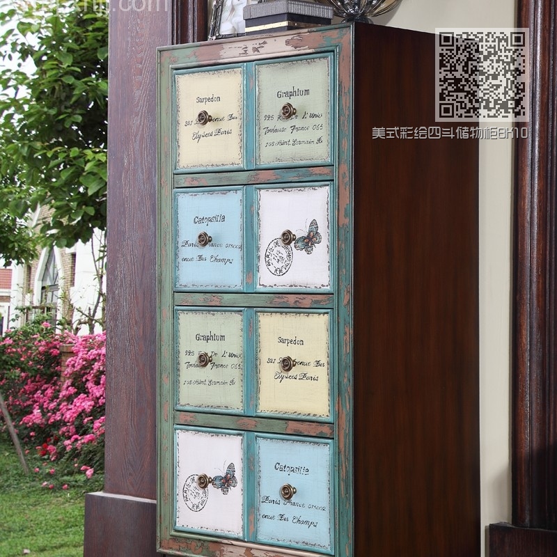 美式彩绘四斗储物柜BK1001
