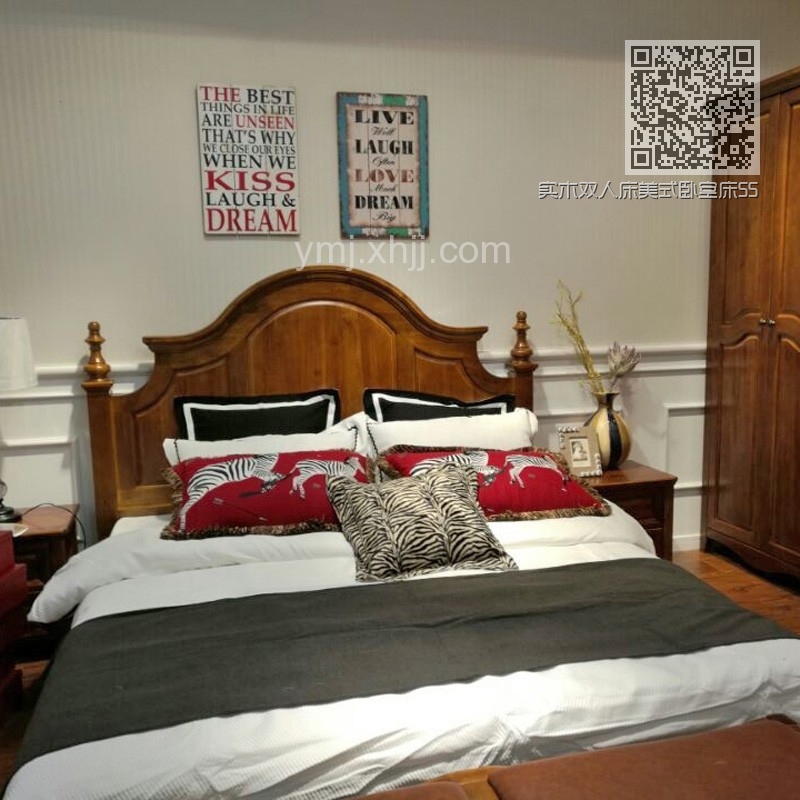 实木双人床美式卧室床55