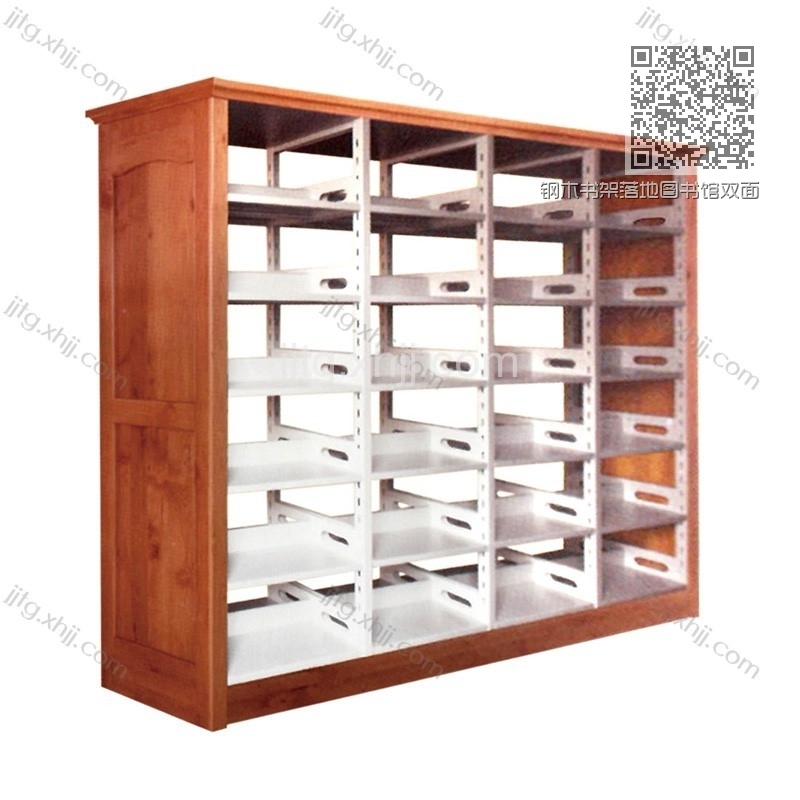 钢木书架落地图书馆双面书架SJ-07 钢木书架落地图书馆双面书架SJ-07