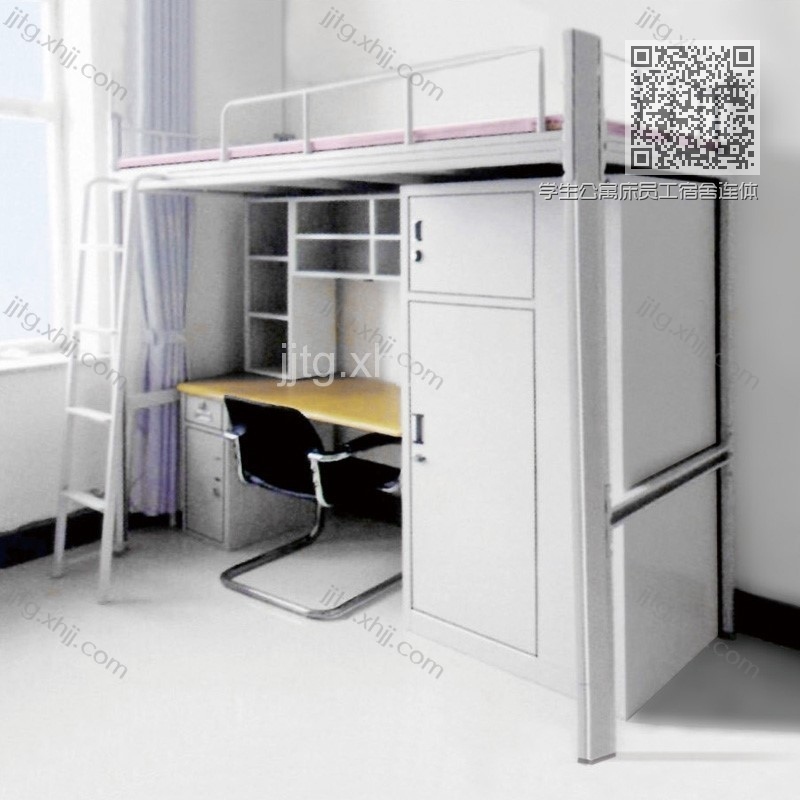 学生公寓床员工宿舍连体带书桌双层床GYC-03