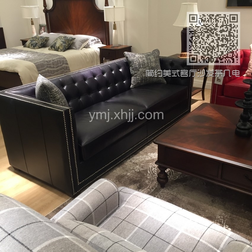 简约美式客厅沙发茶几电视柜组合软皮三人位沙发_三人位UP10803B