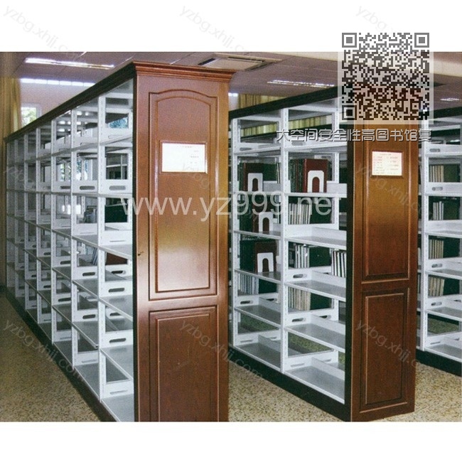 大空间安全性高图书馆复柱双面书架(钢木) YZ-SJ-19 大空间安全性高图书馆复柱双面书架(钢木) YZ-SJ-19