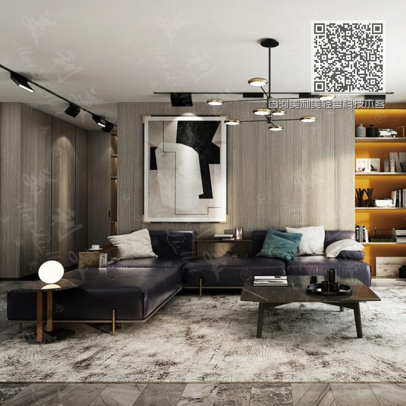 香河美利美轻奢科技木客厅定制 19-003$Xianghe merry beauty light luxury technology wood living room custom