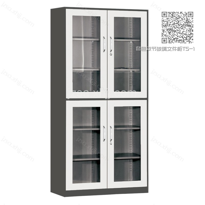 套色双节玻璃文件柜TS-13 套色双节玻璃文件柜TS-13