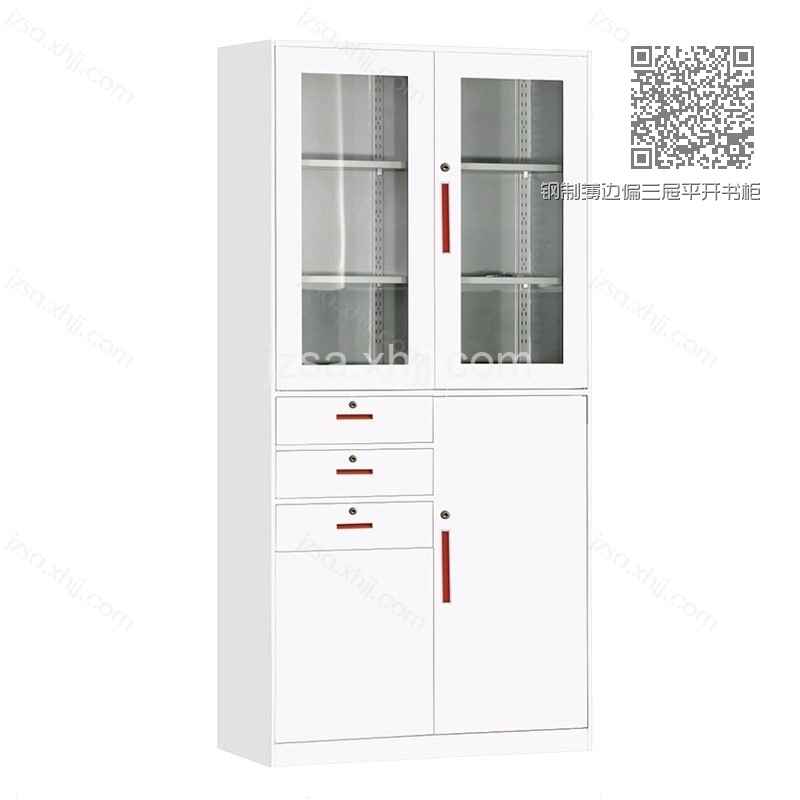 钢制薄边偏三屉平开书柜BBG-05 钢制薄边偏三屉平开书柜BBG-05