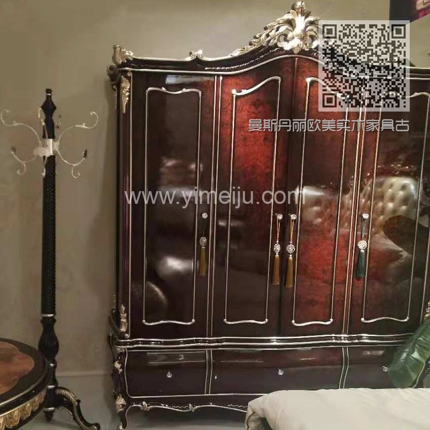 曼斯丹丽欧美实木家具古典雕花卧室衣柜衣橱