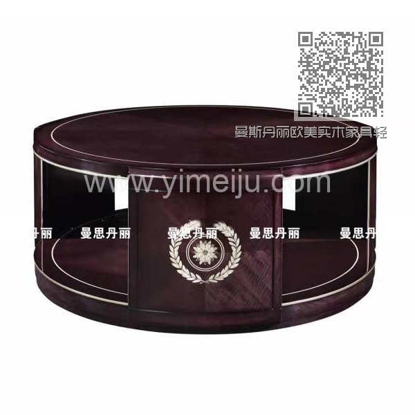 曼斯丹丽欧美实木家具轻奢雕花客厅茶几角几圆几2