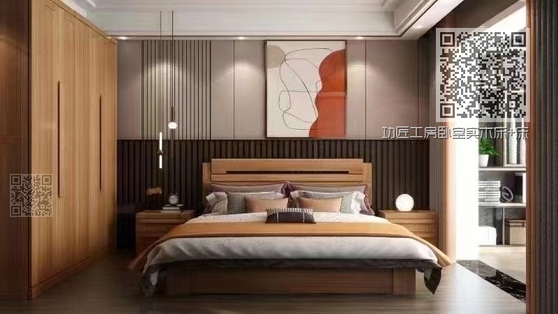 功匠工房卧室实木床+床头柜组合05 功匠工房卧室实木床+床头柜组合05