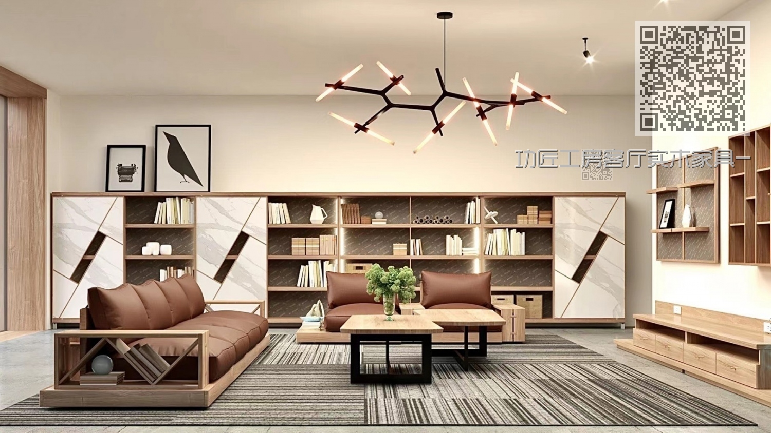 功匠工房客厅实木家具-沙发+茶几组合06 功匠工房客厅实木家具-沙发+茶几组合06