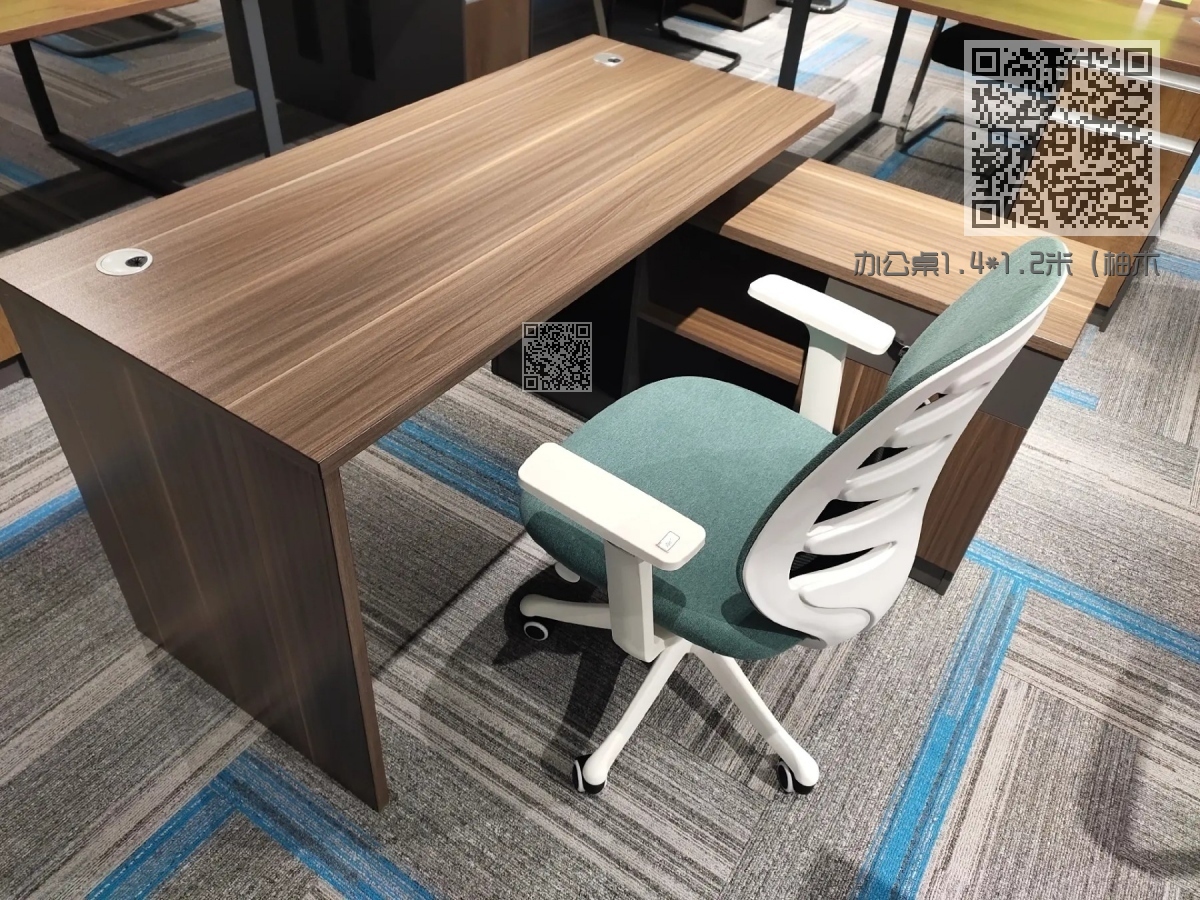 办公桌1.4*1.2米(柚木套雅灰) 办公桌1.4*1.2米(柚木套雅灰)
