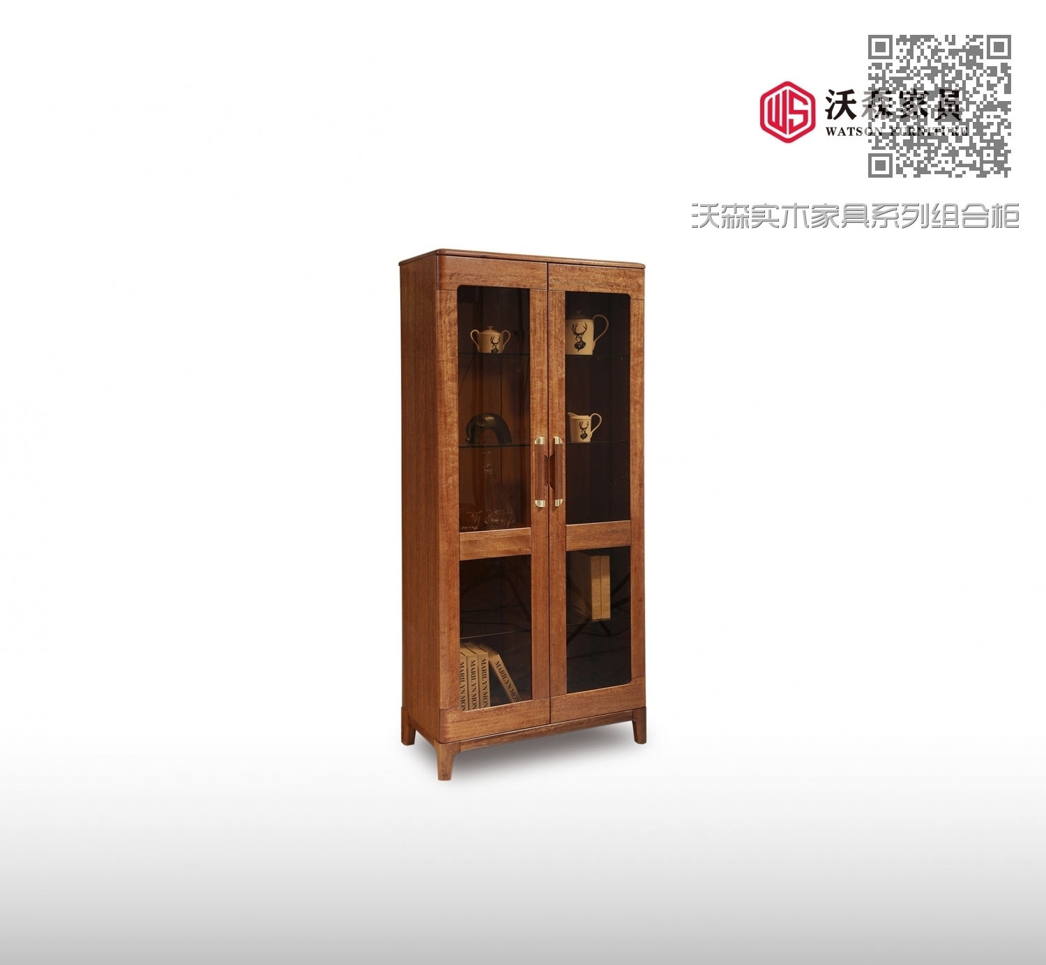 沃森实木家具系列组合柜高柜01