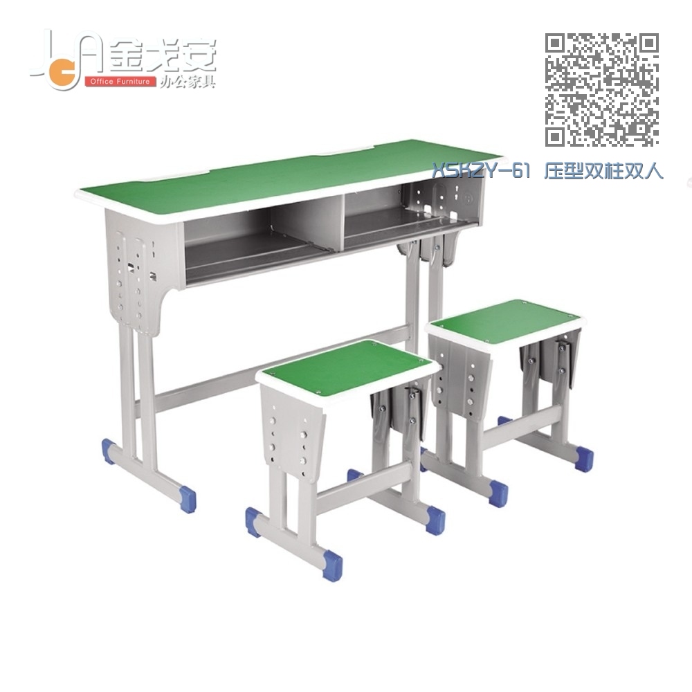 XSKZY-61 压型双柱双人课桌椅 XSKZY-61 压型双柱双人课桌椅