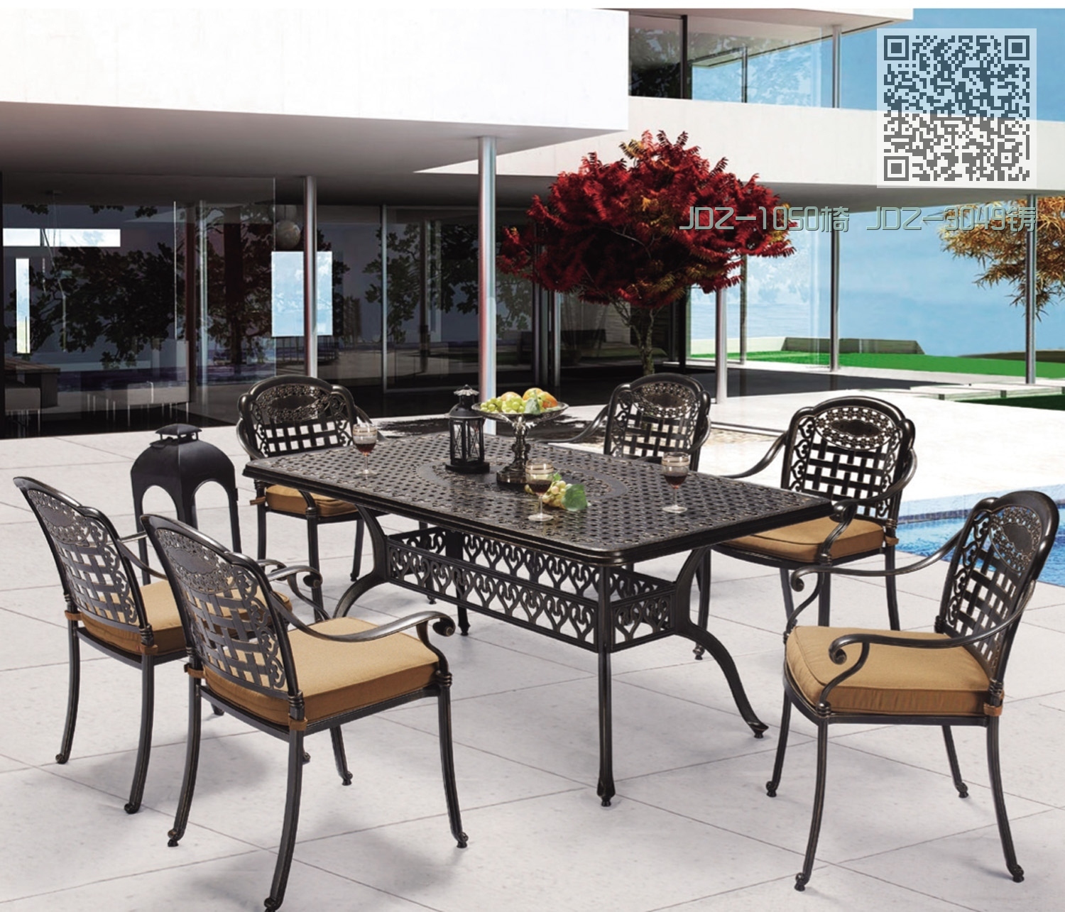 JDZ-1050椅 JDZ-3049铸铝长桌 JDZ-1050椅 JDZ-3049铸铝长桌