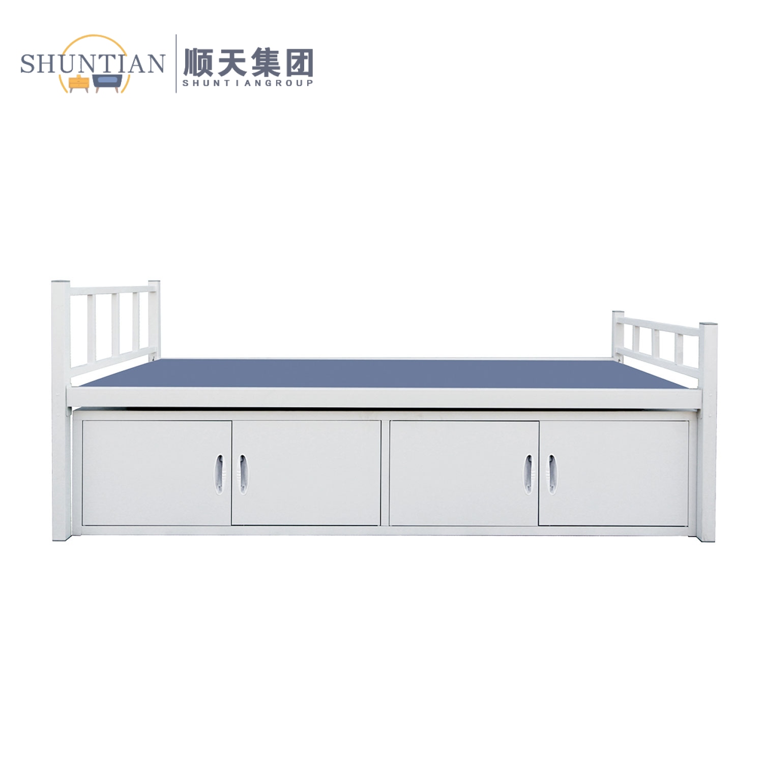 DRC-14 方管单人铁床+通长床底柜