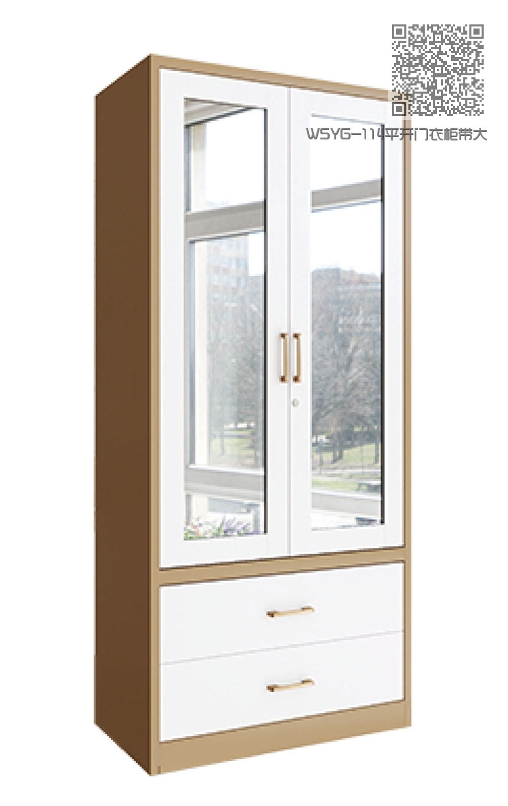 WSYG-114平开门衣柜带大抽屉 WSYG-114平开门衣柜带大抽屉