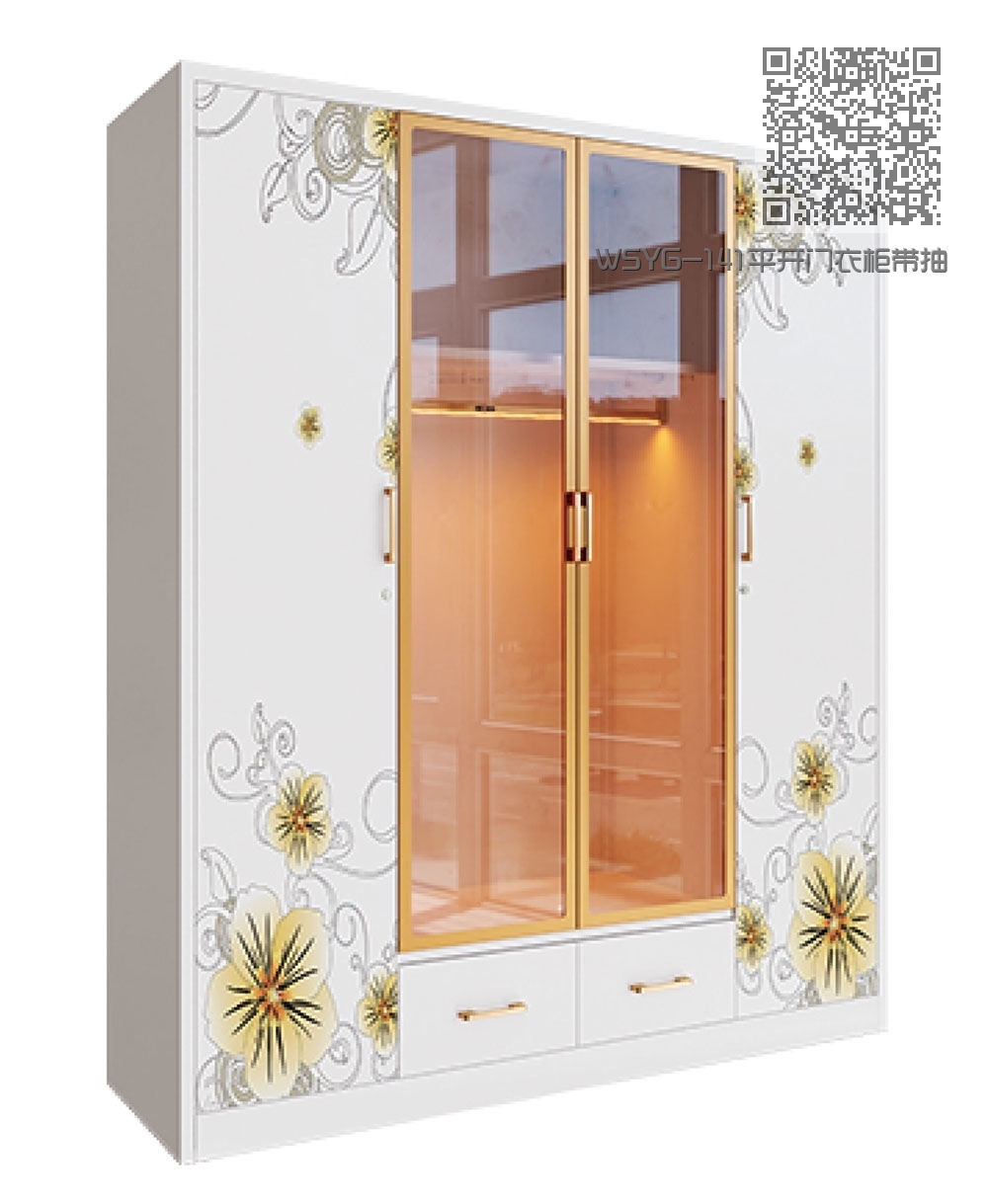 WSYG-141平开门衣柜带抽屉带玻璃门带LED WSYG-141平开门衣柜带抽屉带玻璃门带LED