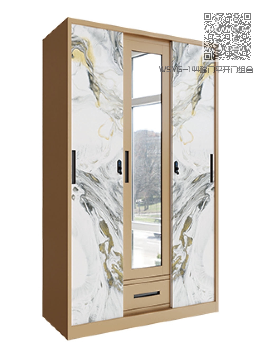 WSYG-144移门平开门组合衣柜带抽屉 WSYG-144移门平开门组合衣柜带抽屉