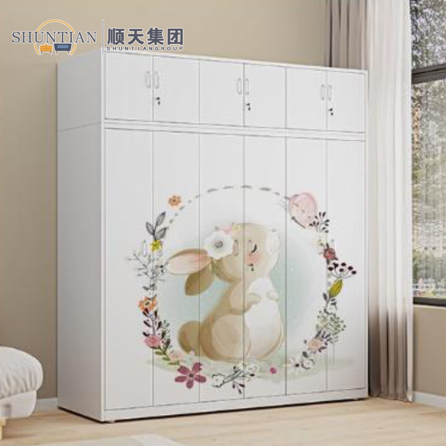 纯白印花衣柜 