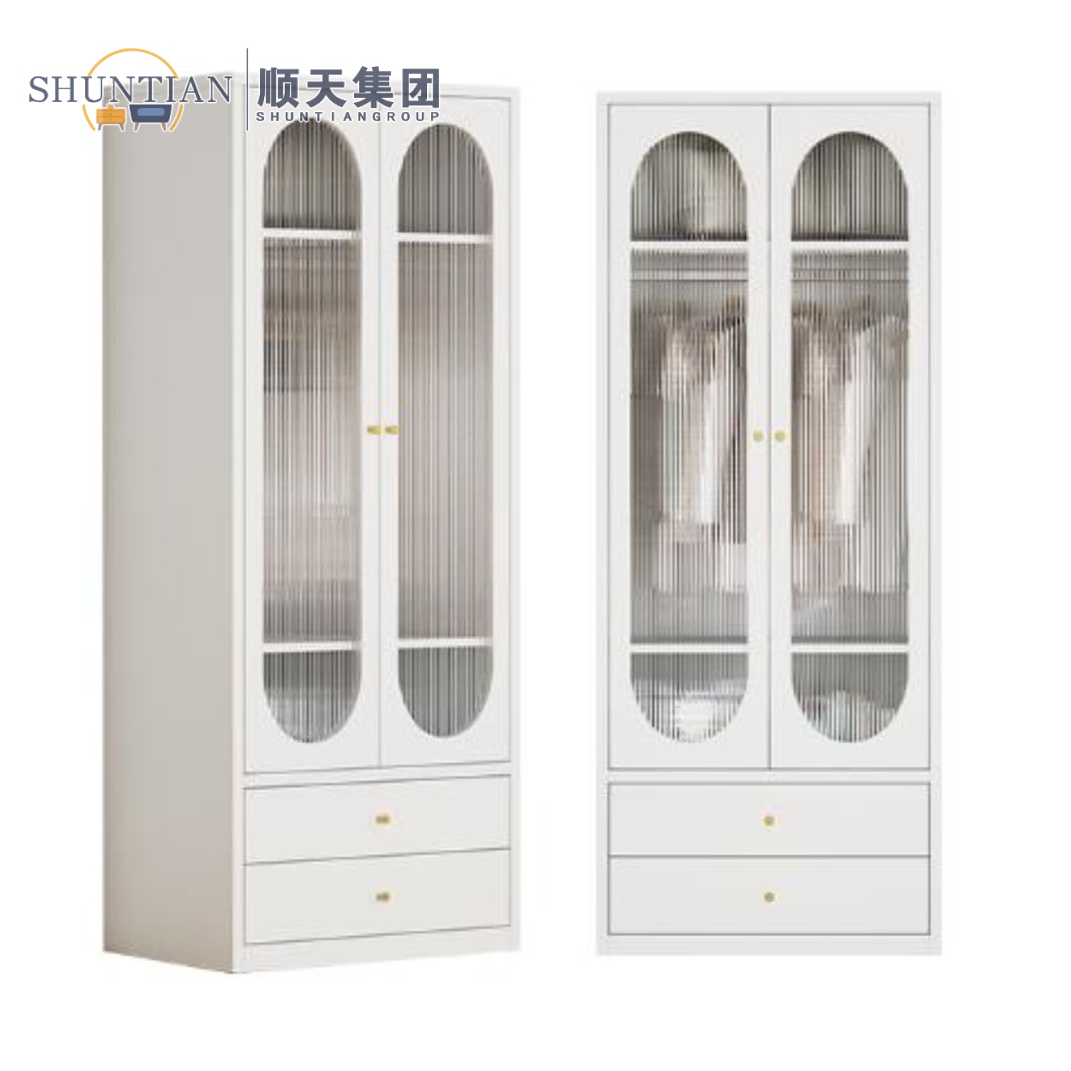 800宽圆玻璃门二抽 
