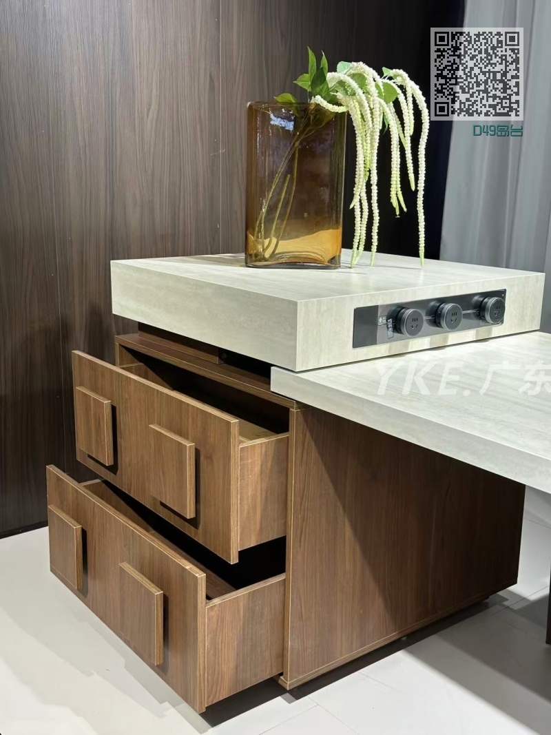 D49岛台:洞石岩板+胡桃色 D49岛台:洞石岩板+胡桃色