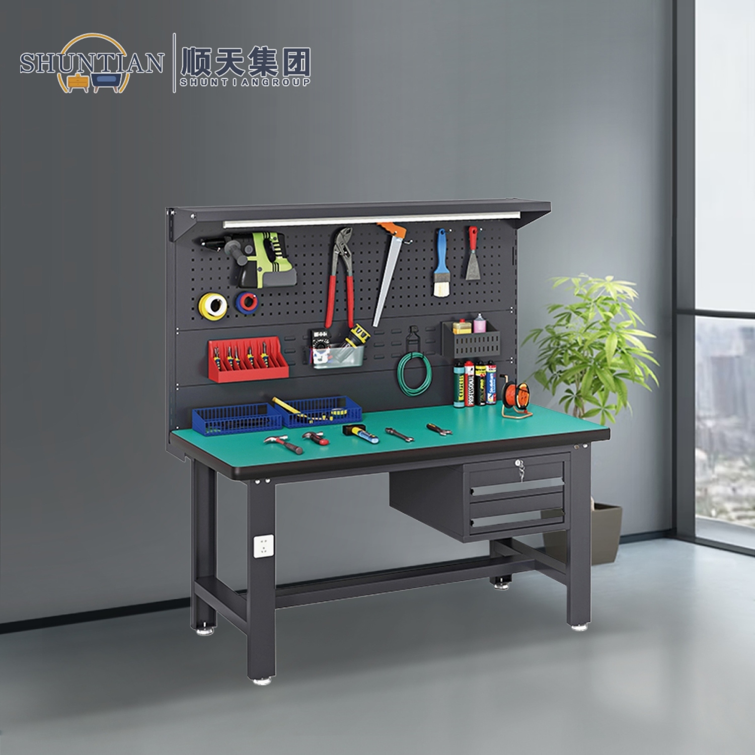 GZT-46 重型工作台-双挂板-吊二斗 GZT-46 重型工作台-双挂板-吊二斗