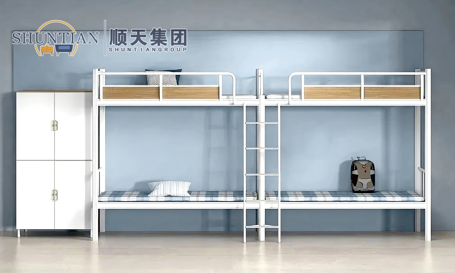 GZC-36 二连体四人位公寓床-侧爬梯 GZC-36 二连体四人位公寓床-侧爬梯