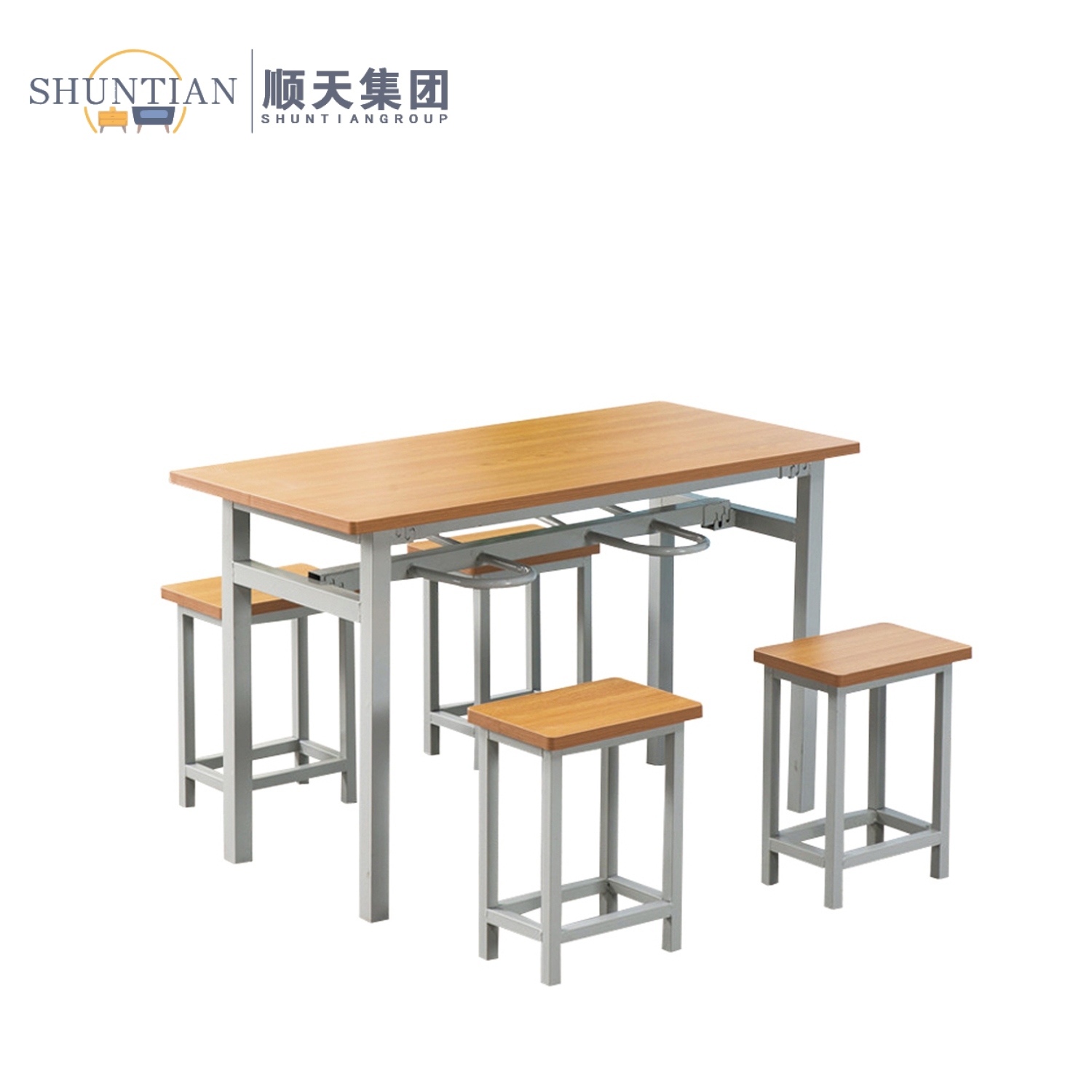 CZY-57  四人方管挂凳餐桌椅