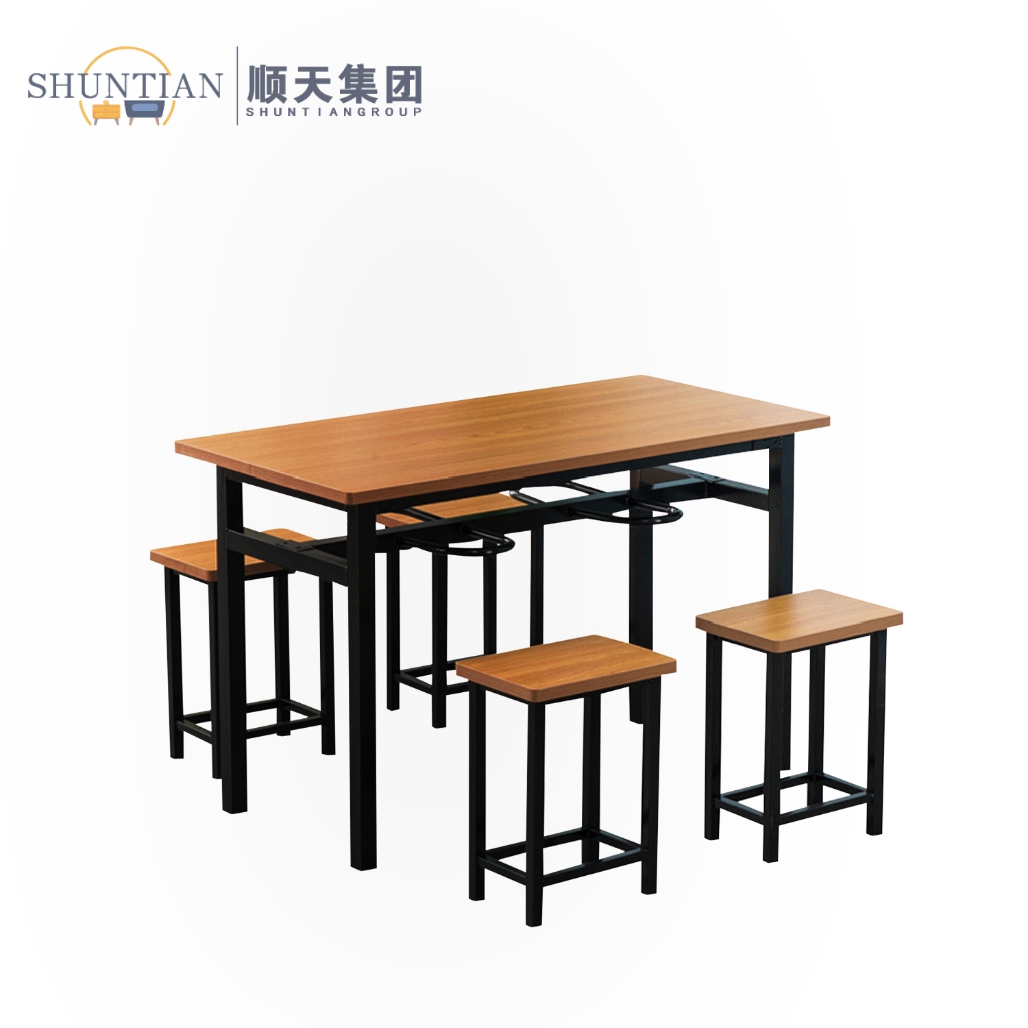 CZY-60  四人方管挂凳餐桌椅