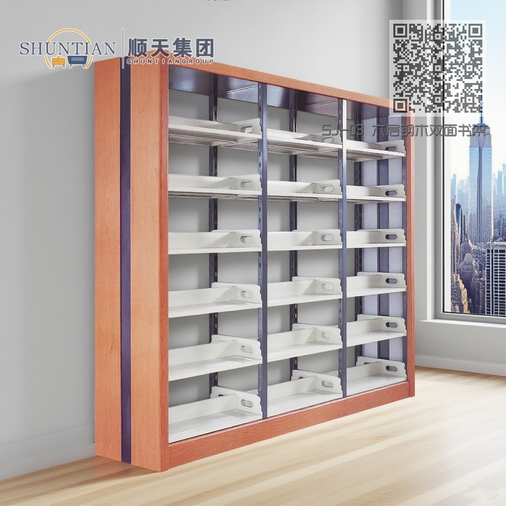 SJ-03 六层钢木双面书架 SJ-03 六层钢木双面书架
