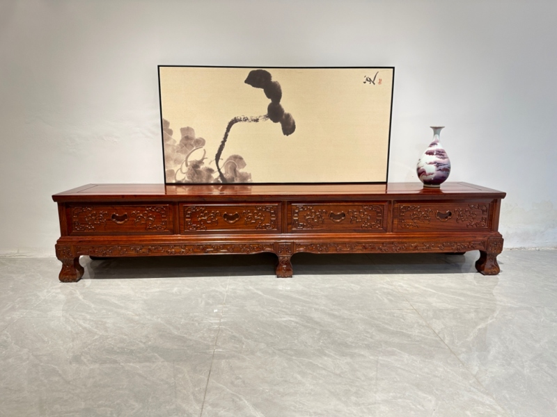 雕花四屉电视柜
